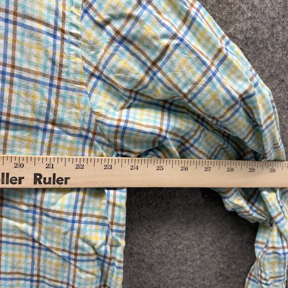 Orvis Shirt Men Large Adult White Yellow Blue Button Down Preppy Cotton Check - Picture 6 of 12